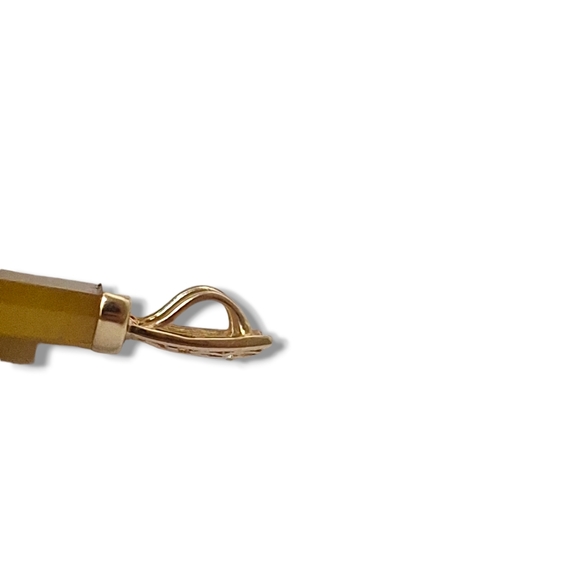 14k Yellow Gold And Yellow Jade Pendant Charm 1 1/4"  3.79 Grams Chinese Symbols - Picture 5 of 9